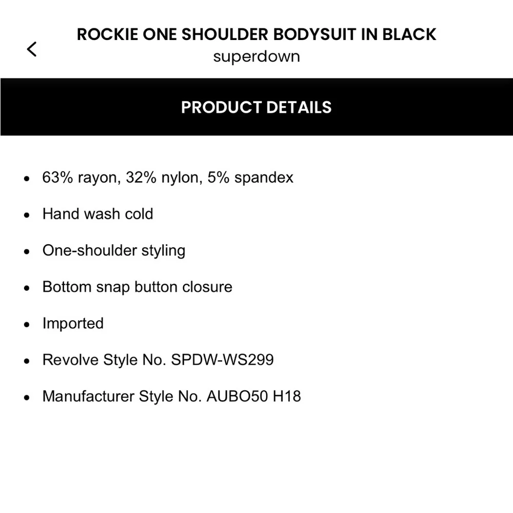 XS Women’s Superdown Rockie One Shoulder Bodysuit Black Asymmetrical Top - NWT - Picture 8 of 13